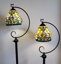 Tiffany style floor and table matching lamps, see description 