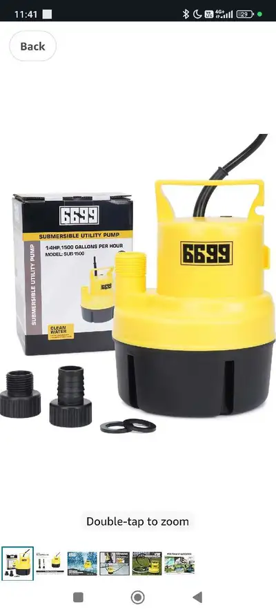 6699 Submersible Sump Pump 1/4 HP 1500GPH Utility Pump Thermopla, View more