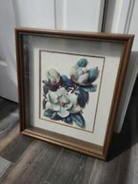 Paper Toll Gold framed White Flower Picture