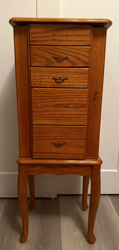 Solid Red Oak Vintage Jewelry Stand, View more