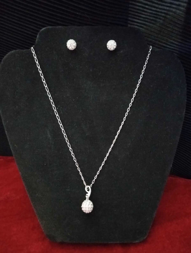 Swarovski signed Crystal Ball necklace and post stud earrings in Jewellery & Watches in Saskatoon