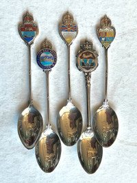 5 Vintage Sterling Silver Souvenir Spoons from Canada