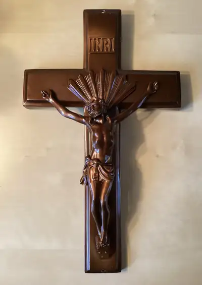 VTG Metal Funeral Wall Hanging Crucifix Cross Jesus Religious, View more