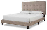 New Adelloni King Light Brown Upholstered Platform Bedframe