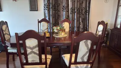 Dining Set – Table, 6 Chairs + China Cabinet –  (Must Go by Fri, View more