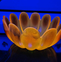 Vintage Indiana Amber Lotus Bowl Set *Cadmium glow*