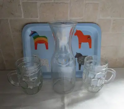 TRAY, CARAFE and GLASS MUGS, View more