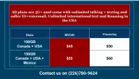 Greatest plan offers 100GB CANADA-US for $45