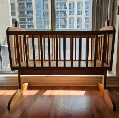**Wooden Baby Cradle/Bassinet – $70 CAD**, View more