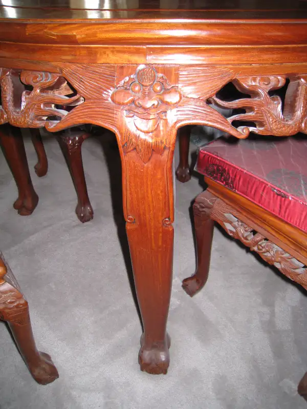 Chinese Solid Rosewood Dining Room Set Hand Carved Extendable in Dining Tables & Sets in Vancouver - Image 6