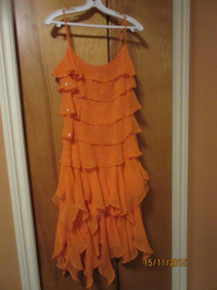 Robe de bal en soie orange