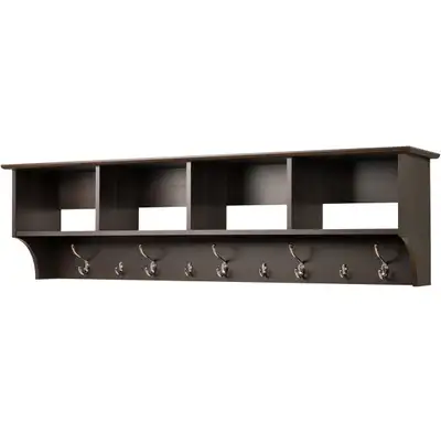 Espresso Laminate 60-Inch Wide Hanging Entryway Shelf, View more