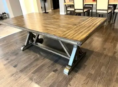 Hardwood cross leg farmhouse dining table, View more