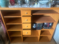 Solid oak entertainment shelf