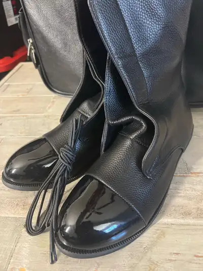 Women's Black Boots Mid-Calf, British Style- Size 9, View more