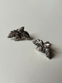 Vintage Danecraft Sterling Silver Screw Back Earrings f. Acorns