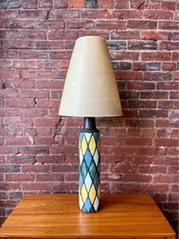 1960's Ceramic Hand Painted Table Lamp by Lotte & Gunnar Bostlun