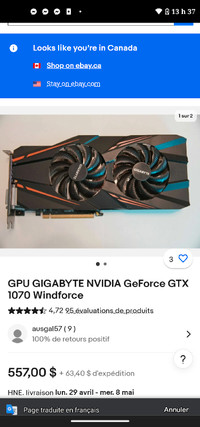 Carte video gigabits GeForce gtx 1070 wind force