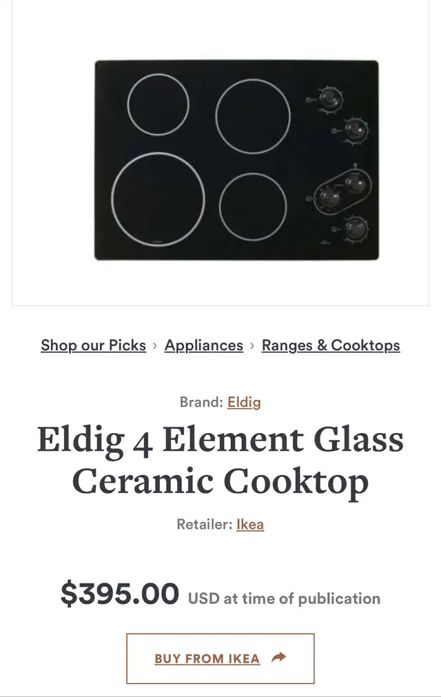 ikea Eldig 4 Element Glass Ceramic Cooktop64407492406531120