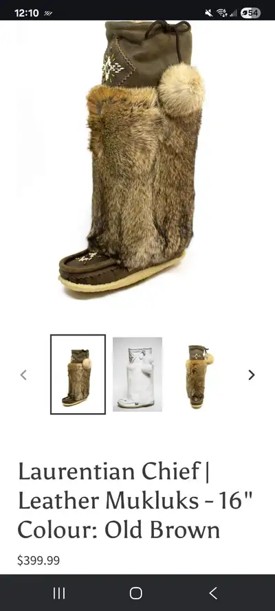 Leather Mukluks - 16" Colour: Old Brown - Woman's, Size 6, View more