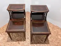 Antique mahogany and leather topped End Table set