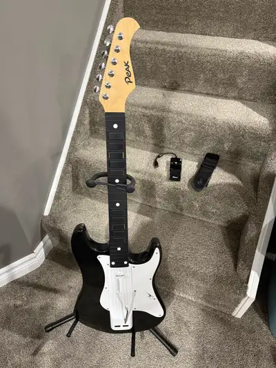 RARE Peak PS3 PS2 Full Size Wooden Guitar Hero, Rock Band Controller will also work on ps4 or ps5 wi...