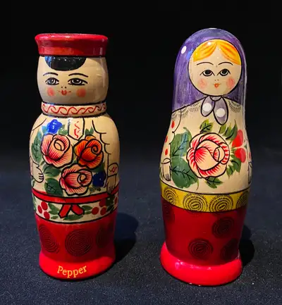 The man is the pepper & the woman is the salt shaker. Made of hand-turned birch or basswood and enti...
