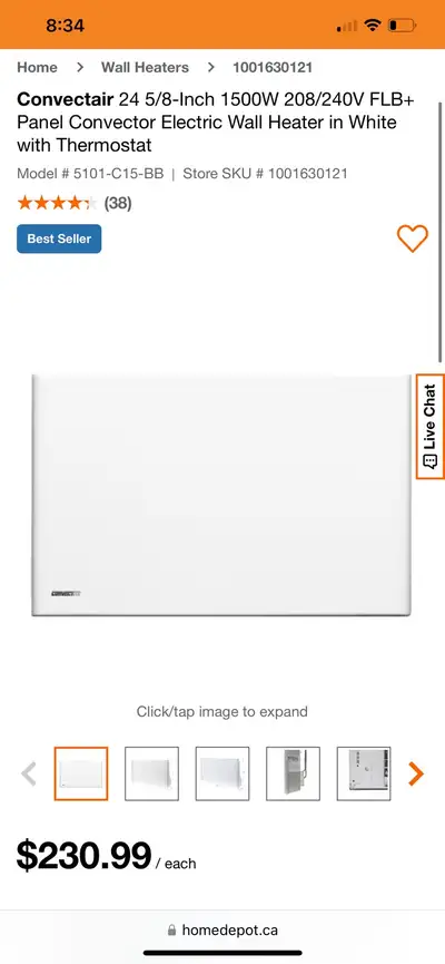 Convectair 24 5/8-Inch 1500W 208/240V FLB+ Panel Convector Elect, View more