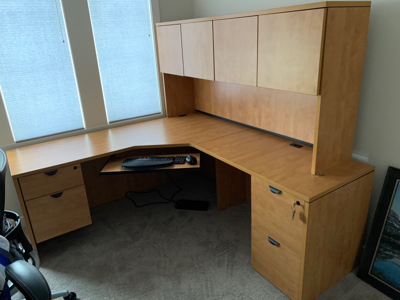 Oak Desk Real Wood L Shape with Desks Lethbridge Kijiji