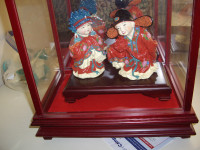CHINESE BRIDE/GROOM WEDDING COUPLE W GLASS CASE