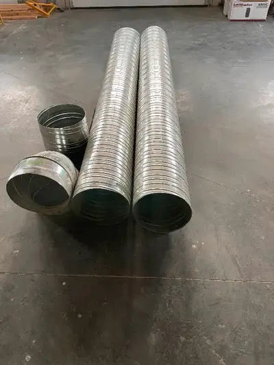 2 Duct pieces 14” x 10’ $65.00 1 piece Duct Elbow 14” $20 Can deliver to Regina.