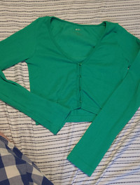 Ardene- Green-  small- Seamless Ultra-Cropped Cardigan
