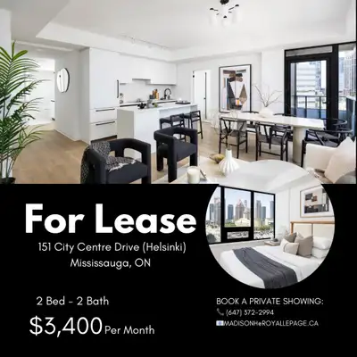 151 City Centre Drive (Helsinki Unit Model) Mississauga, ON For Lease: $3,400/monthly Property Type:...