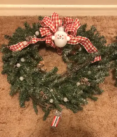 Two 16” Christmas wreaths, View more