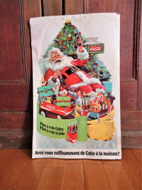 Affiche vintage carton Publicité Père Noël Coca-Cola Coke 1972