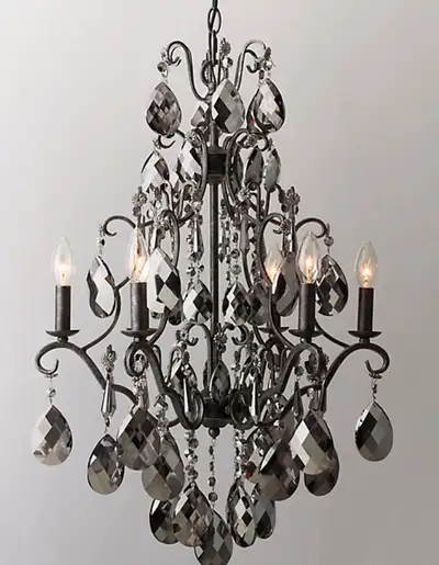 Restoration Hardware black chandelier.
