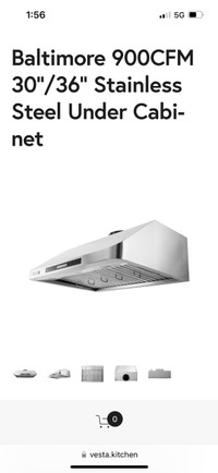 Brand new Vesta Baltimore 900 CFM kitchen Range hood for sale.