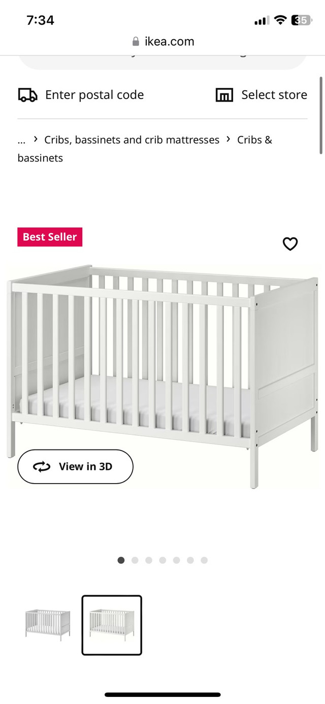 IKEA white crib  in Cribs in City of Toronto - Image 3
