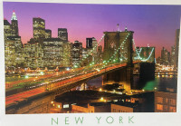 carte postale du pont de Brooklyn NY de nuit