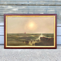 Large Oil on Canvas Seashore Painting