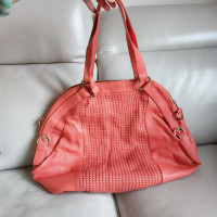 Large Leather Coral Shoulder Crossbody Bowling Bag