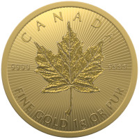 2020 GOLD MAPLE LEAF 1 gram 50 cents 9999