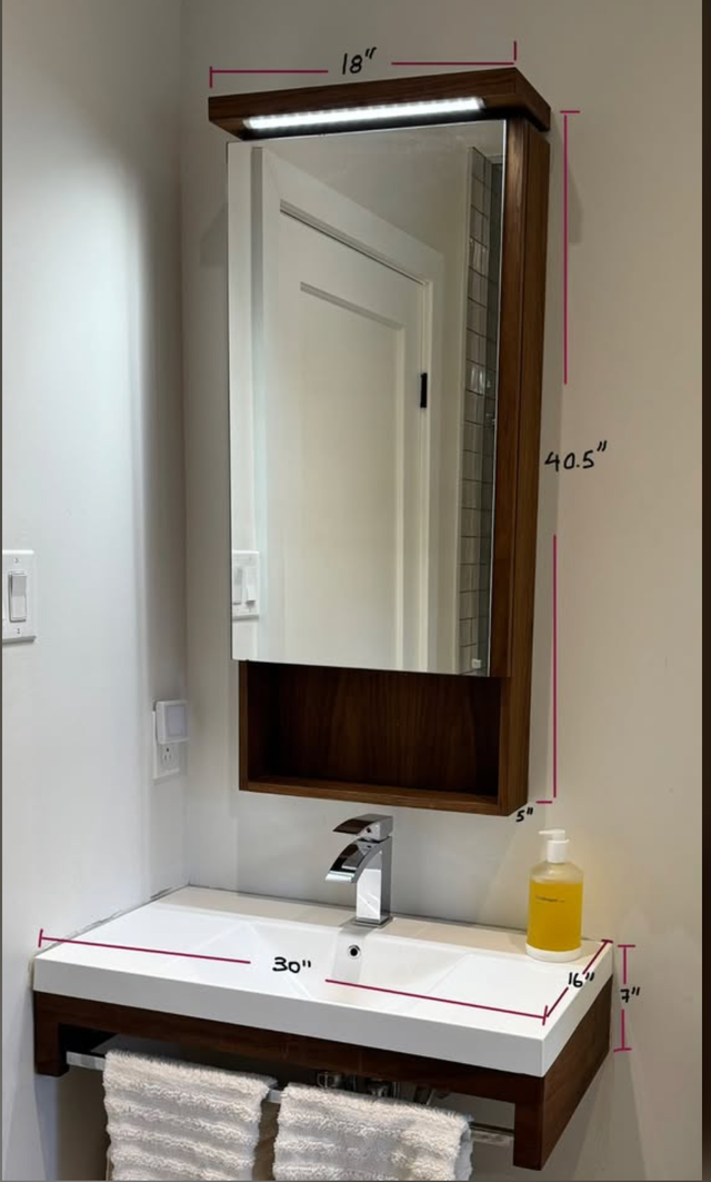 Bathroom Vanity, Medicine Cabinet & Moen Faucet