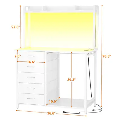 Cyclysio Dresser for Bedroom with Hutch & Clothes Rack, 70'' Ta, View more