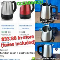 CLEARANCE! Hamilton Beach 1L Stainless Steel Kettle 40998C