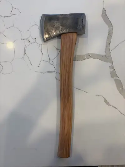 Vintage Walters pack axe (hatchet) refurbished and hung on a 15.5” hickory handle. Walnut wedge. Ori...