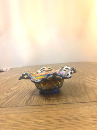 Blue antique carnival glass 