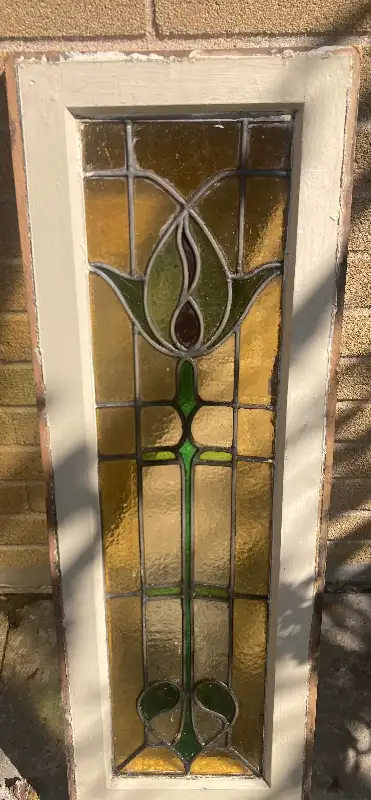 SOLD - UNIQUE Antique STAINED GLASS Window, View more
