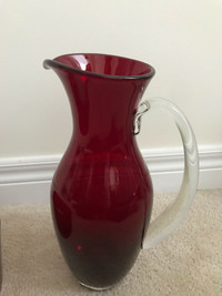 Cranberry water pitcher and bowl