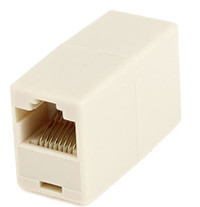 RJ Double Female Telephone Adapter Connector Beige